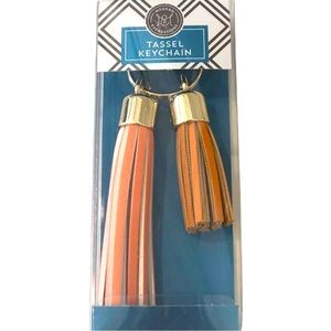 NWT Faux Leather Tassel Key Chain Purse Charm Pink Orange Gold